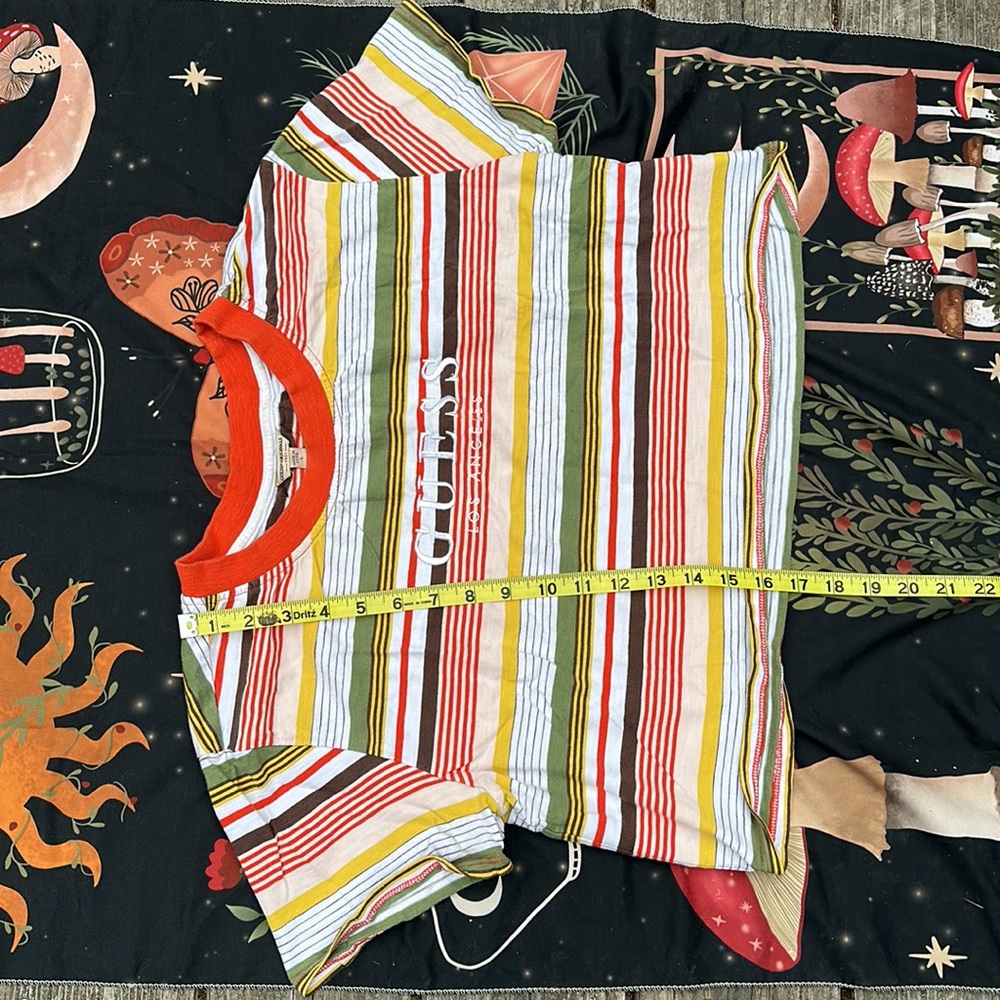 Guess Multi Color Striped Crop Tee With Embroider… - image 5